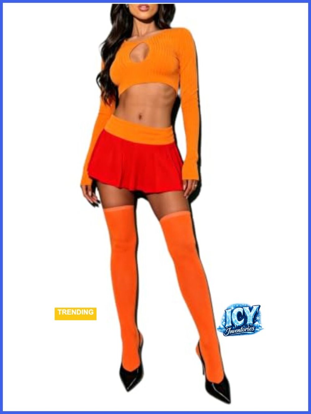 Velma Daphne Halloween Costume Skirt Set for Women Sexy Cosplay 3 Piece